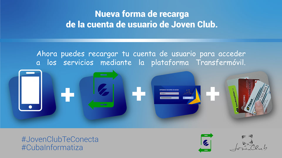 dayadomi69's tweet photo. Nuevas facilidades para la recarga de cuenta de usuario de @JovenClubOfici1
 Descargue la apk #Transfermovil de @ETECSA_Cuba
 en el sitio https://t.co/DbkiKGqOrr https://t.co/XzcKuSqtIf 
#JovenClubTeConecta #Mochila
@JorgeLuisPerd20 @DanaysMMoreno 
 @feria_pla @Mochila16808714 https://t.co/we65wYcVXZ