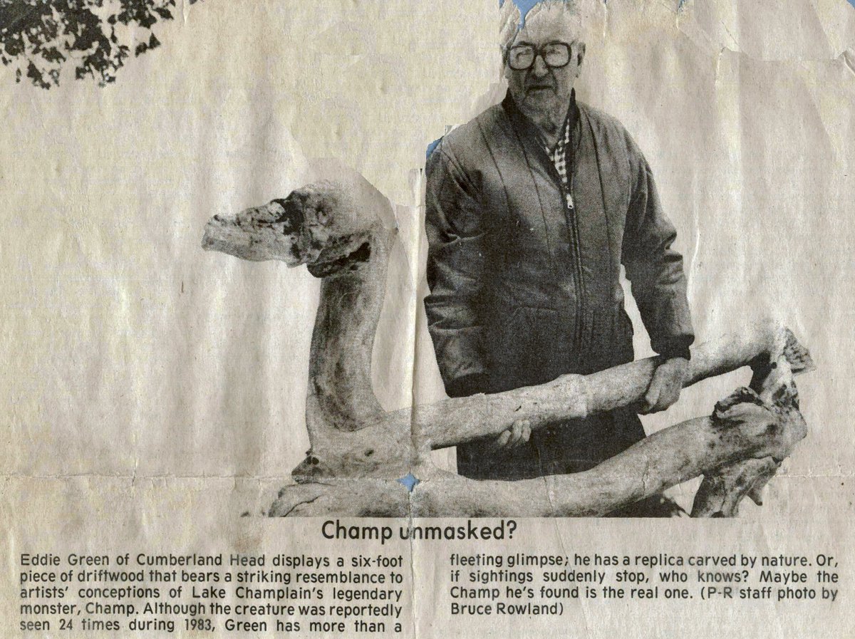 Nickell & Radford showed that it wasn’t difficult to find monster-shaped chunks of driftwood in and around Lake Champlain; in fact, people have noticed this before and drawn attention to it, as you can see in the 2nd image from the mid-1980s (1st image by Ben Radford)...