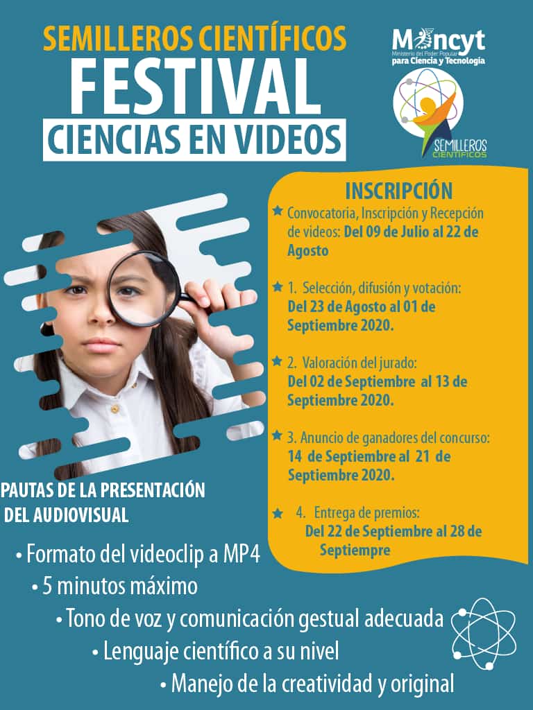 📢 #Entérate || Pautas para la presentación del audiovisual #FestivalCienciasEnVideo
✅En formato MP4
✅5 minutos máximo
✅Tono de voz y comunicación gestual adecuada
✅Lenguaje científico a su nivel
✅Manejo de la creatividad y original
#GraciasPuebloHeroico 
@MPPEDUCACION