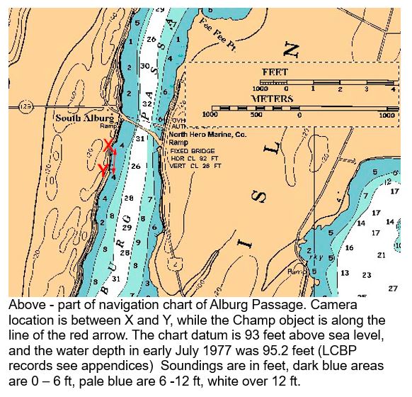 Only a single location fits! The photo must have been taken along a stretch of Poor Farm Road, south of South Alburg. And this location is especially interesting: the lake close to shore here is shallow (about 2m) and has a modest-flowing north-south current.