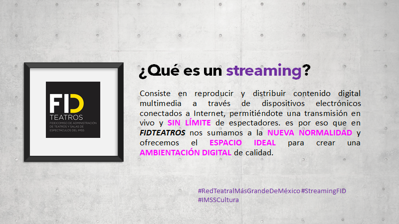 Fidteatros's tweet photo. ¿Qué es un streaming?
#RedTeatralMásGrandeDeMéxico #StreamingFID #IMSSCultura https://t.co/rDBPFAHpsl