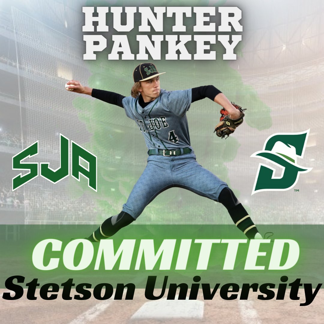 SaintJoeAcademy's tweet photo. Congratulations to rising Junior, Hunter Pankey, on his commitment to Stetson University to play D1 Baseball! We are so excited to see how you continue to grow with this opportunity!
#GoFlashes #FlashesBaseball #StetsonUniversity #GoHatters #D1Commit #ClassOf2022 https://t.co/qVRGL6q0m0