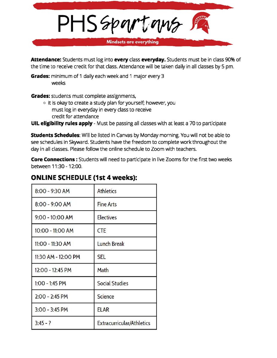 HEY SPARTANS!! Some tips for success!!