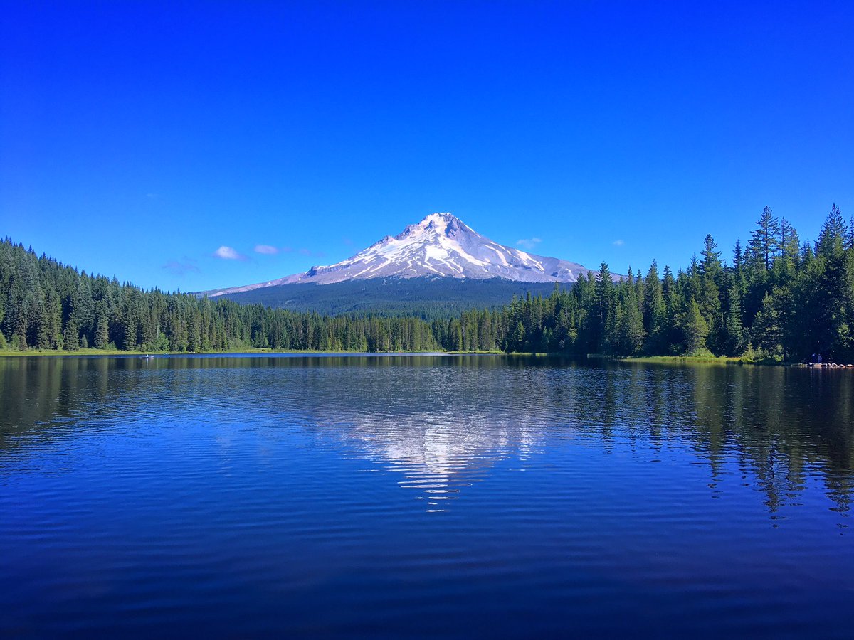 Pinching myself, because I now live within a 90 minute drive of this view of Mount Hood plus a nice cool swim in Trillium Lake! #Oregon #MountHood