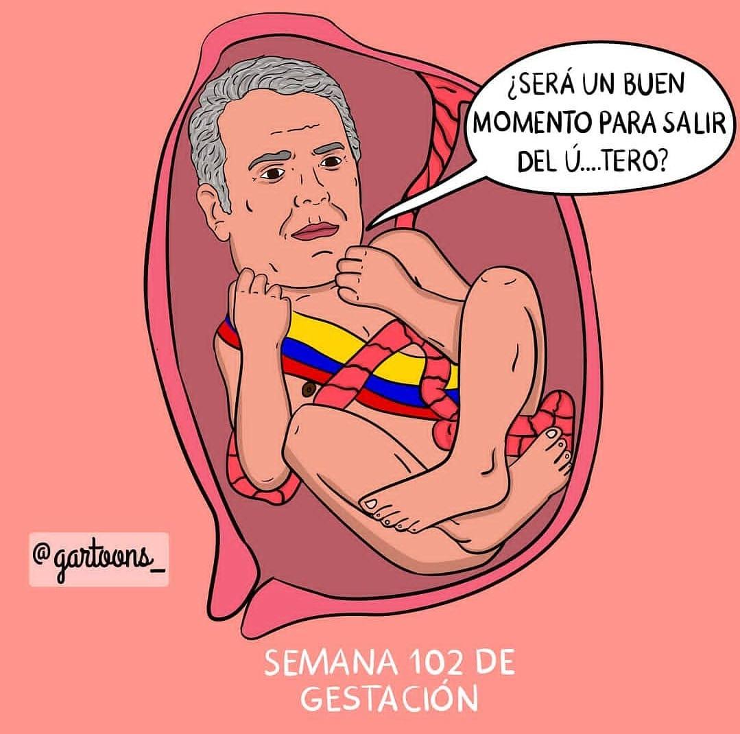 laorejaroja's tweet photo. ¡El presidente feto! 

Caricatura de @gartoons2 
 Opinión y análisis en https://t.co/8jMTRj1Xgh 
.
.
.
.
.
#ivanduque #CorrupciónPolítica #AlvaroUribe #CentroDemocratico #Uribisno #CompraDeVotos #FalsosTestigos https://t.co/cfvLjDQ7d5