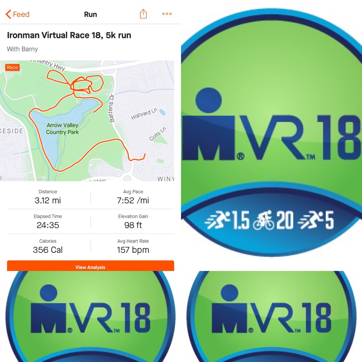 Another weekend and another @ironmantri virtual event completed! This evening was a sprint distance, so a; 1500m run, 20k bike & 5k run 🏃🏻‍♂️🚲🏃🏻‍♂️😃 #hillypt #hillyhehe #ironmanvirtualclub #primalfitnesstribe #ironmanstaffordshire2021 #outlawtriathlon #run #bike #triathlon