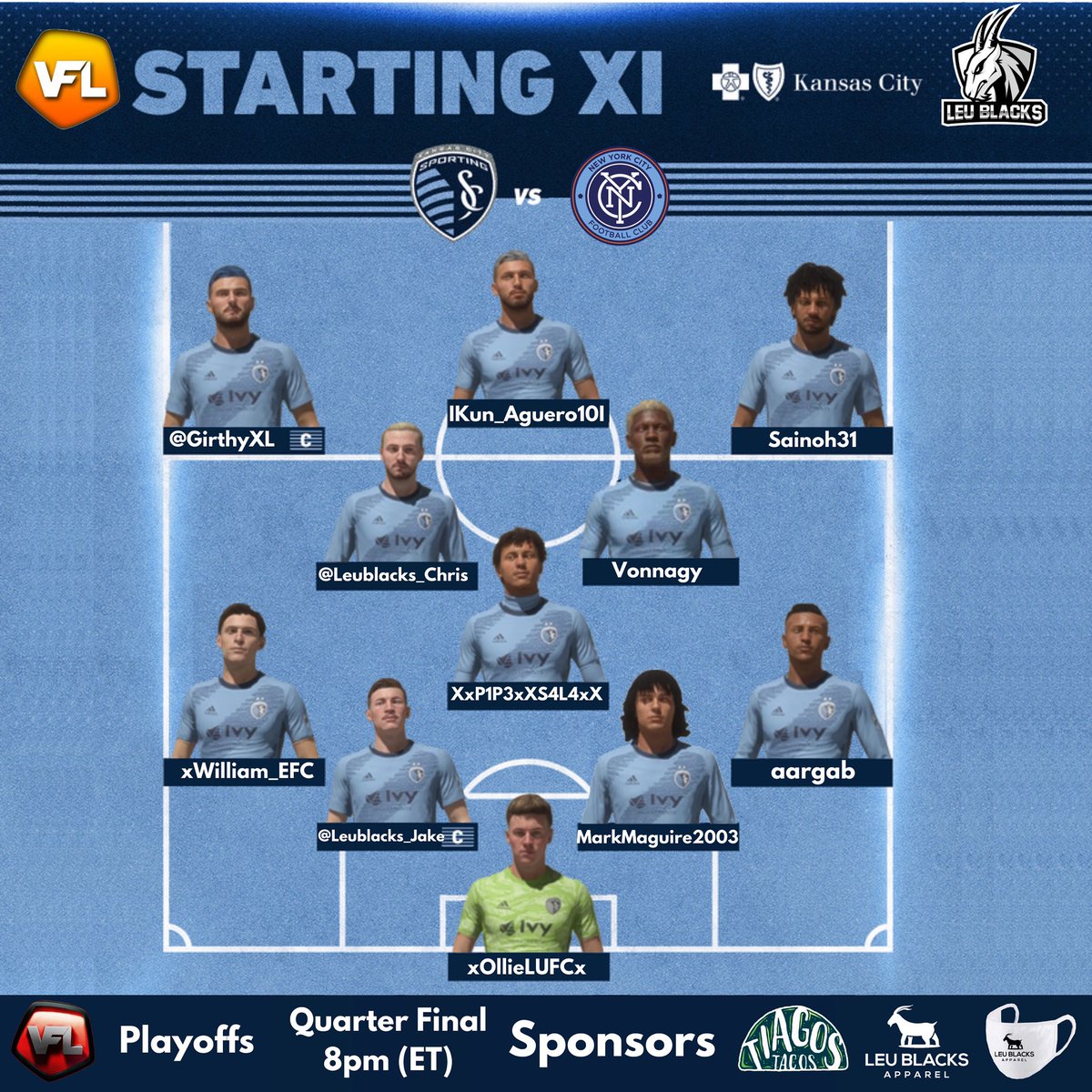 Leu Blacks| VFL Inter Miami Ps4 (@leublacksfc) on Twitter photo Leu Blacks🐐(VFL Sporting Kansas City) vs 🔵 <a href="/NewyorkVfl/">VFLA New York City FC</a> today at 8:00pm eastern time ,game will be live streamed , link in bio 🔛 Road to final for VFL .This game is brought to you by <a href="/tiagostacos/">Tiagos🌮Tacos</a> surround your self with Tacos , not negativity. 🐐⚽️🏆 #vfl Leu Blacks🐐(VFL Sporting Kansas City) vs 🔵 <a href="/NewyorkVfl/">VFLA New York City FC</a> today at 8:00pm eastern time ,game will be live streamed , link in bio 🔛 Road to final for VFL .This game is brought to you by <a href="/tiagostacos/">Tiagos🌮Tacos</a> surround your self with Tacos , not negativity. 🐐⚽️🏆 #vfl