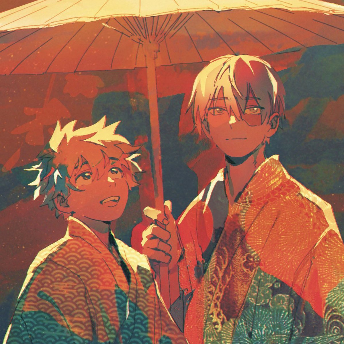 fenkko's tweet image. tododeku under the weeping cherry trees
