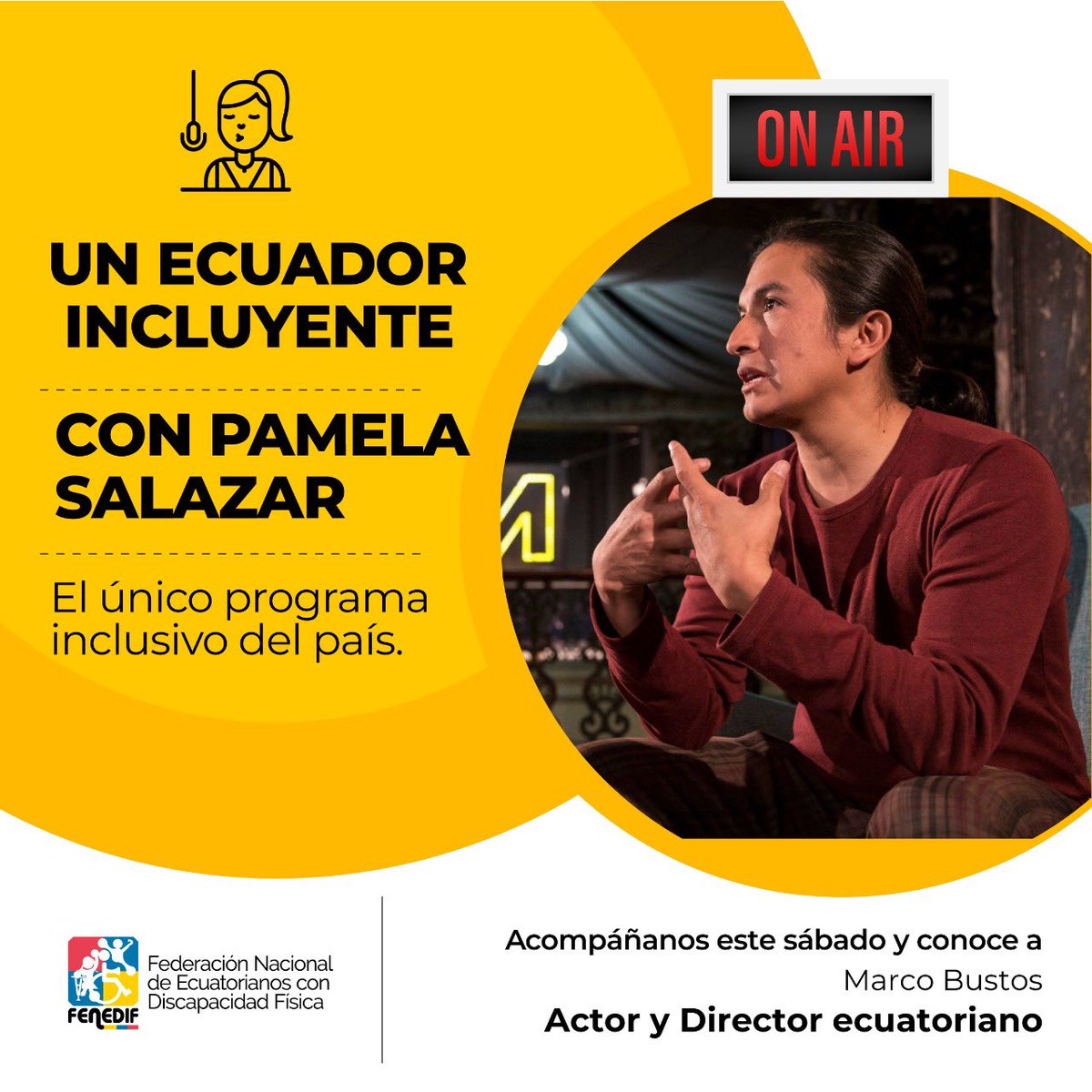 FENEDIF1's tweet photo. 🎙#UnEcuadorIncluyente 📻| Te esperamos mañana a las ⏰9h30 por @RadioCatolicaN (94.1).
Un momento entre amigos y arte, nos acompañarán #MarcoBustos, #DavidParedes y @COQUIMUSICFP. https://t.co/ki4XMWCCY4