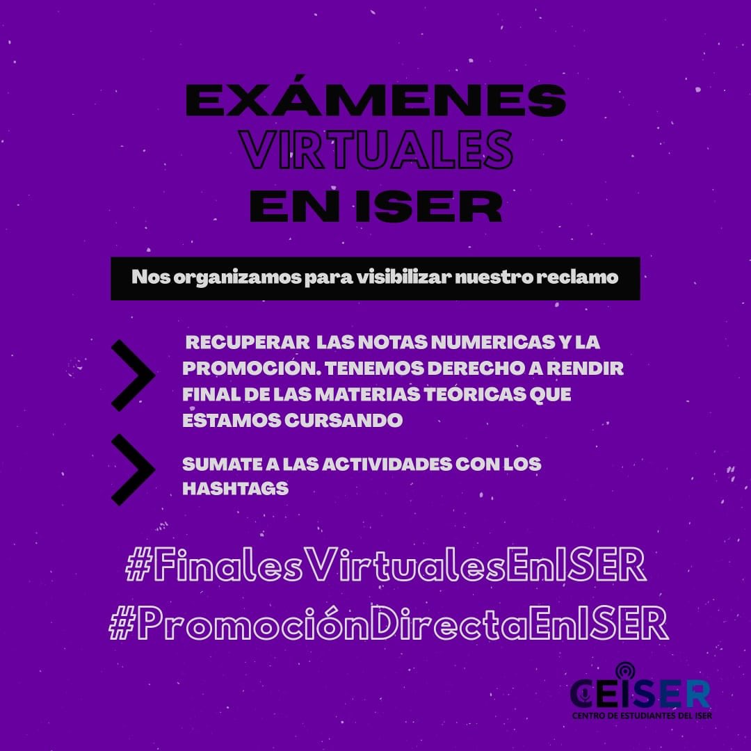 mabelaluna's tweet photo. Desde el @ceiser_ exigimos las cosas como son @IserDigital ! Escuchen al estudiantado!
#FinalesVirtualesenIser
#PromocionDirectaenIser https://t.co/M55PV7NJmT