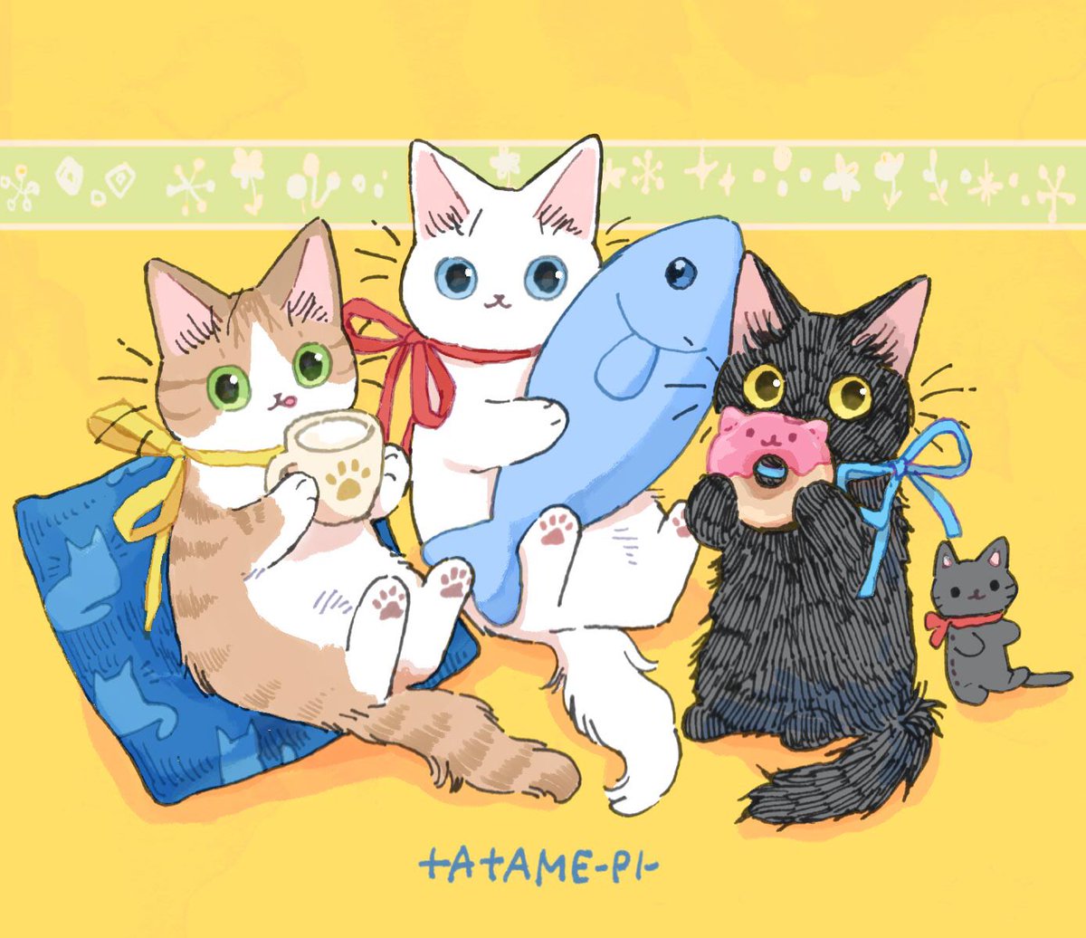「#世界猫の日 
ねこちゃんは偉大です
✨??? 」|たたメーピーのイラスト