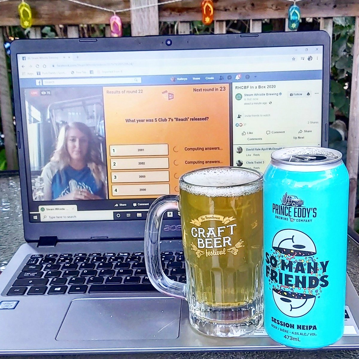 DrunkPolkaroo's tweet photo. There was trivia.
We love trivia, even if we are terrible at it. 
Beer helps.
@SteamWhistle #RHCBF2020 gets its second pint of the night with @PrinceEddys So Many Friends NEIPA to celebrate our 15th place finish! https://t.co/9uLTDn4j77