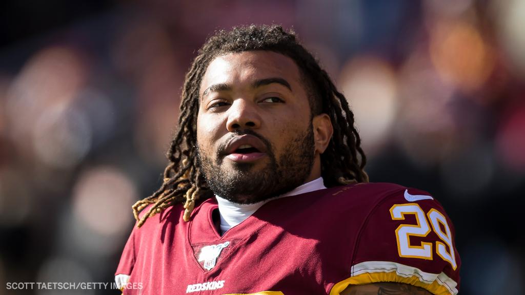 SportsCenter's tweet photo. RB Derrius Guice has been released by the Washington Football Team following a domestic violence investigation, the team announced. https://t.co/kFlASWnhie