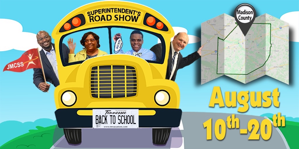 JMCSchools's tweet photo. Superintendent’s Road Show!
We can't wait to get on the road and around the county to see teachers and staff beginning Monday! First stop: @SouthElementar1 https://t.co/D0ehQaBtaK