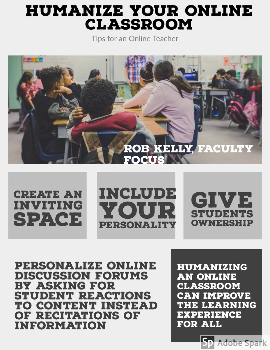 AngelaCapiral's tweet photo. Humanize your online classroom for a better online learning experience! #onlineteacher https://t.co/SYCFAJQfuN