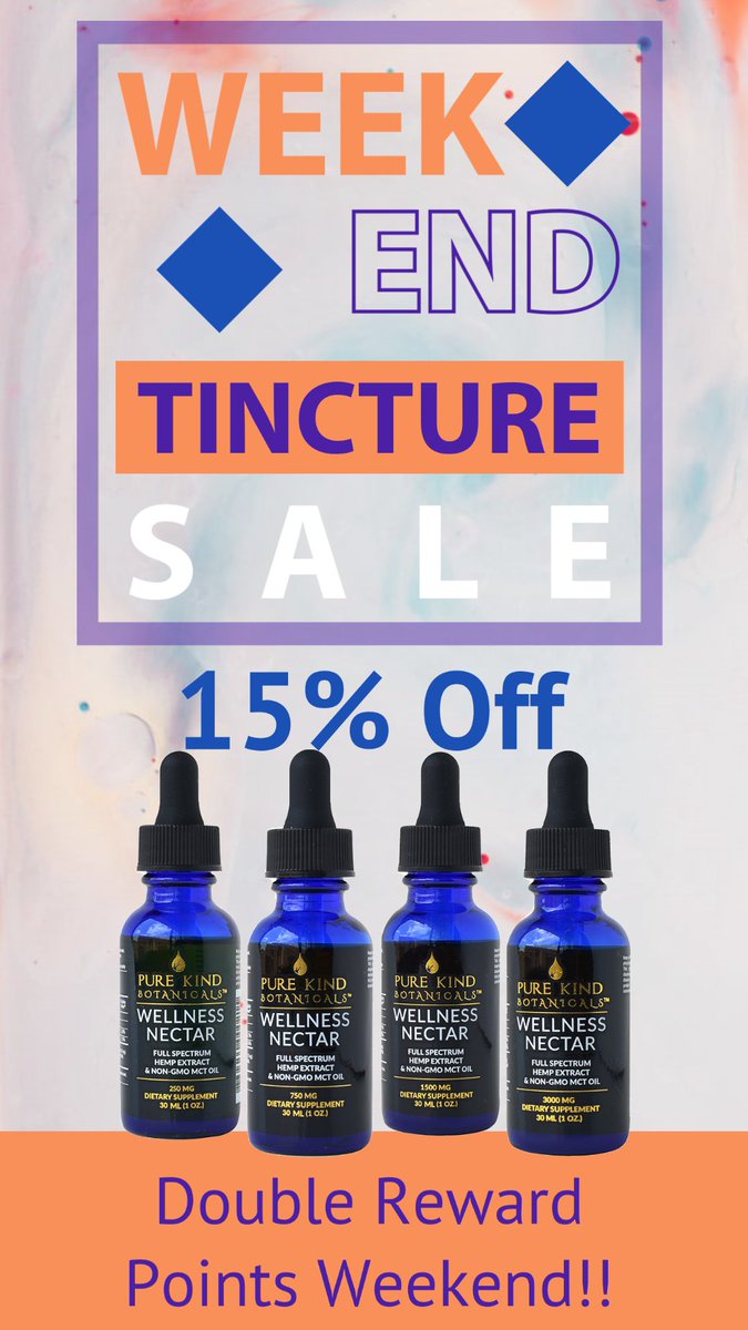 BotanicalsKind's tweet photo. Weekend Tincture Sale! 15% off tinctures all weekend long!

Shop this weekend and receive DOUBLE reward points on ALL orders!!! https://t.co/CUNJqY1k8O