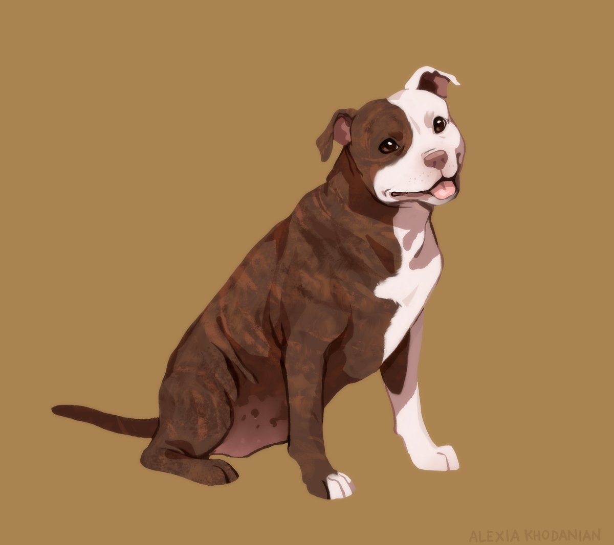  #doggust day 7 Pitbull...!!! There is an old white pitbull who goes to my dog park named Lucky. He is very sweet. They're a big fav of mine.