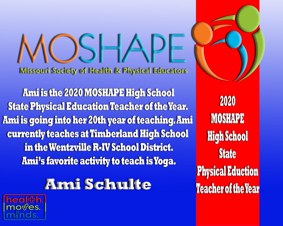 MOSHAPE1's tweet photo. 🚨Join us in congratulating the @MOSHAPE1 High School State Physical Education Teacher of the Year @THSASchulte . 

Congrats Ami!!!🏆🎉 #AboveAndBeyond https://t.co/Dzw8MM4Fpm