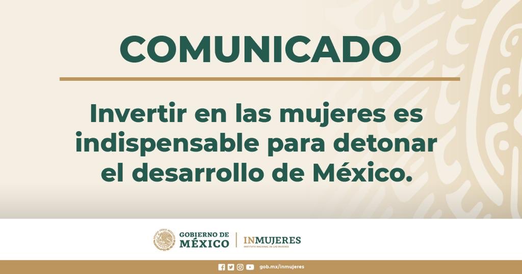 🟢#Comunicado 
En el 4to #WebinarInmujeres se analizó la importancia de invertir en las #Mujeres para que los efectos adversos derivados de la pandemia por #Covid_19 no profundicen las desigualdades y se pueda detonar el desarrollo de #México.

➡️ bit.ly/3gHkMR2