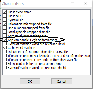Once TS3W is open in CFF Explorer, click on File Header and in Characteristics on the right, click “Click here”. In the next window, check the box “App can handle >2GB address space. Click OK, save the changes and you’re done!