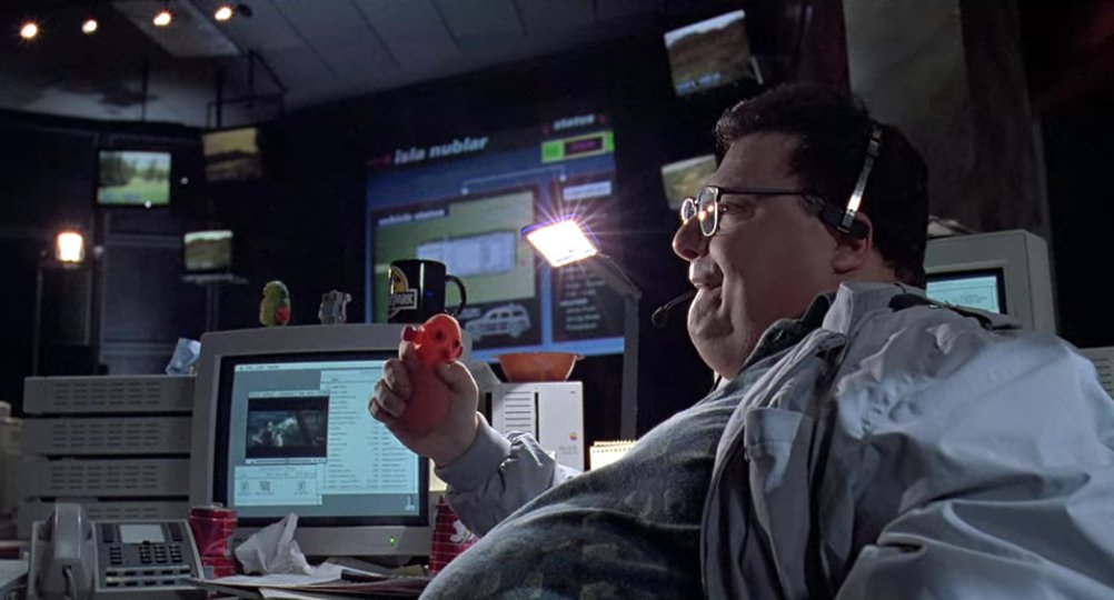 Nedry, btw, is watching JAWS in that open window