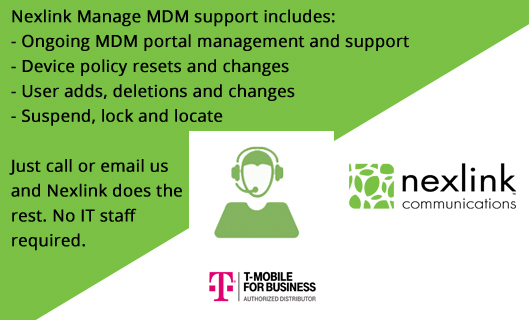 NexlinkComm's tweet photo. T-Mobile:
Nexlink Manage MDM packages do not end with consultation, licensing and set up. We provide ongoing management and support!  Contact us @ 877-308 -5727 or sales@nxlkcm.com.
#nexlink #nexlinkcomm #remotework #telework #wevegotthesolution
#sellwithprogram #nexlinkdelivers https://t.co/aqvUtw8ork