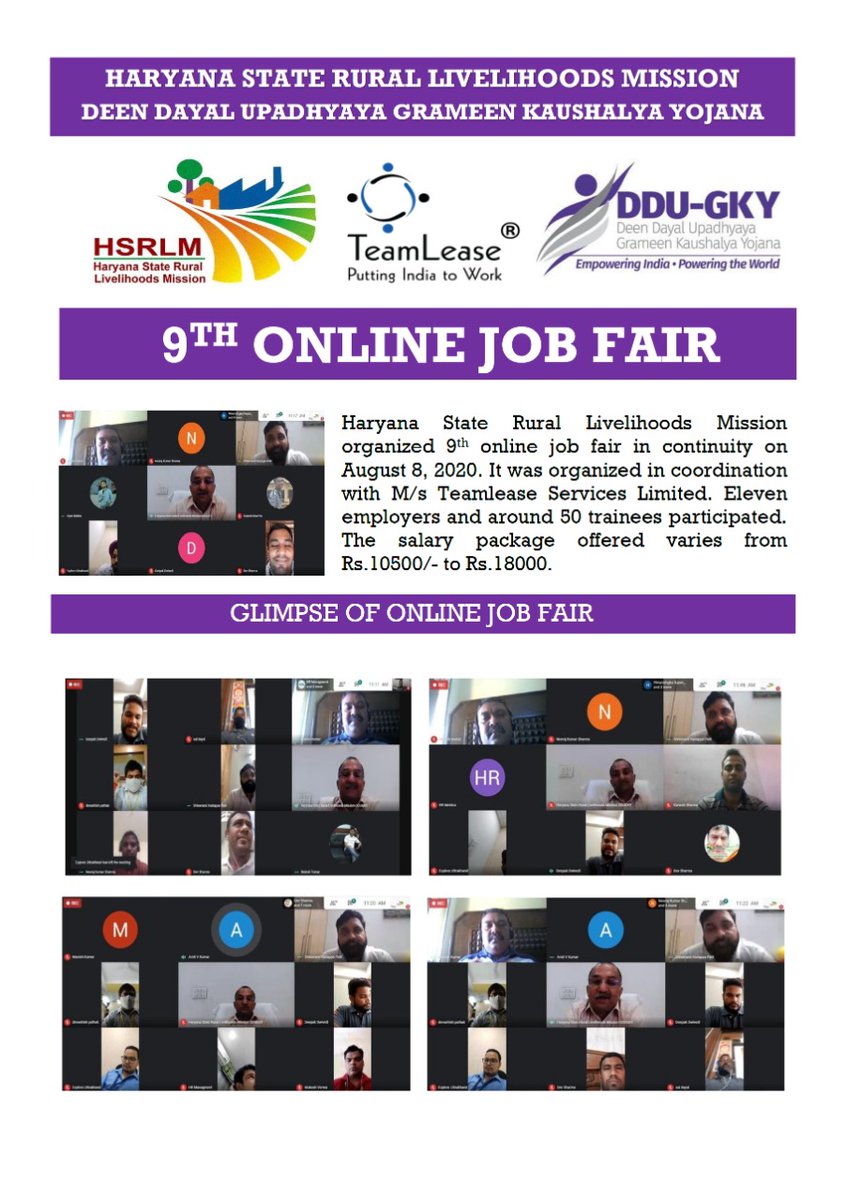 MoRD_GoI's tweet photo. In the midst of the #pandemic and the fear of layoffs lurking everywhere, @DDUGKYMoRD in #Haryana organised first-of-its-kind virtual job fair, to support both employers and the trainees. https://t.co/SBV7DVdOLI