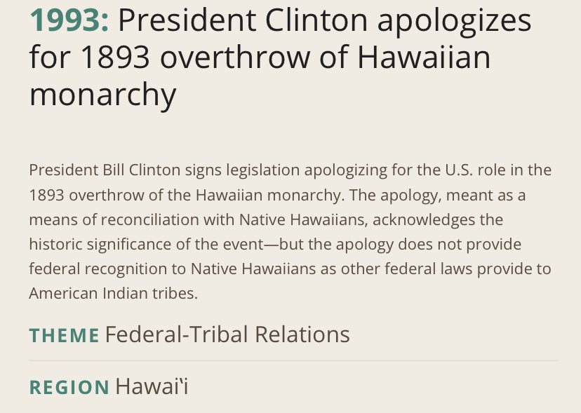 also , there was an apology from the united states in 1993 but this apology resolution didn’t really. do much ,,,