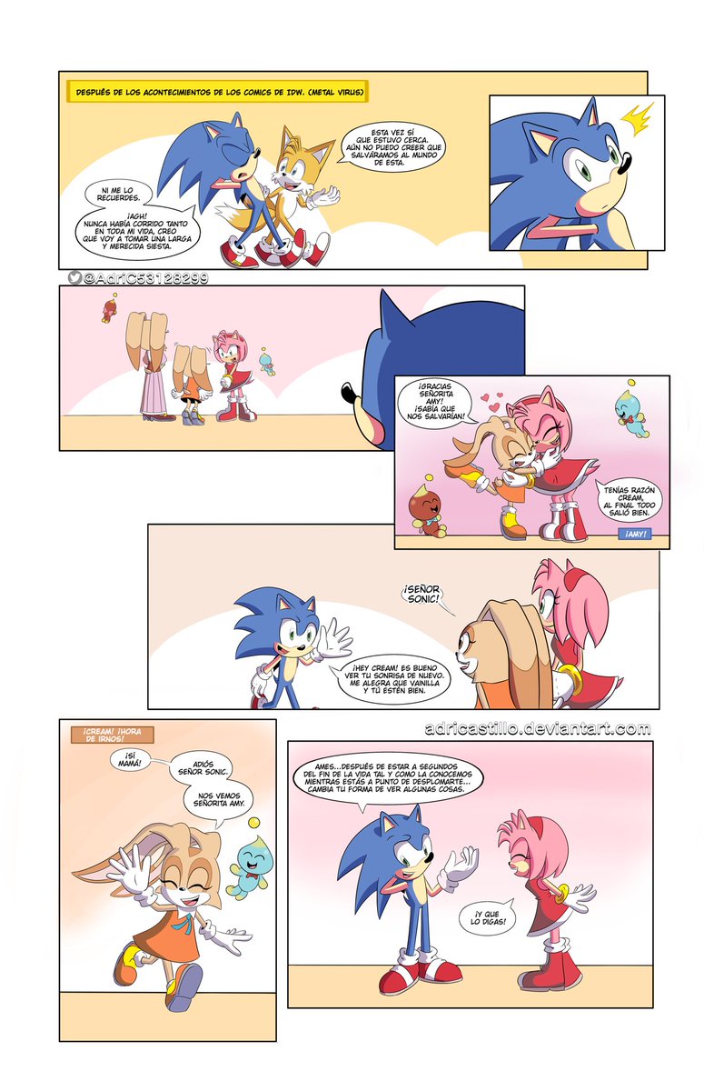 AdriC12m's tweet photo. #Sonamy #SonicTheHedgehog 
Estaría lindo que pasará algo así despues de el metal virus de los comics de IDW https://t.co/4ZuiUJgWW2