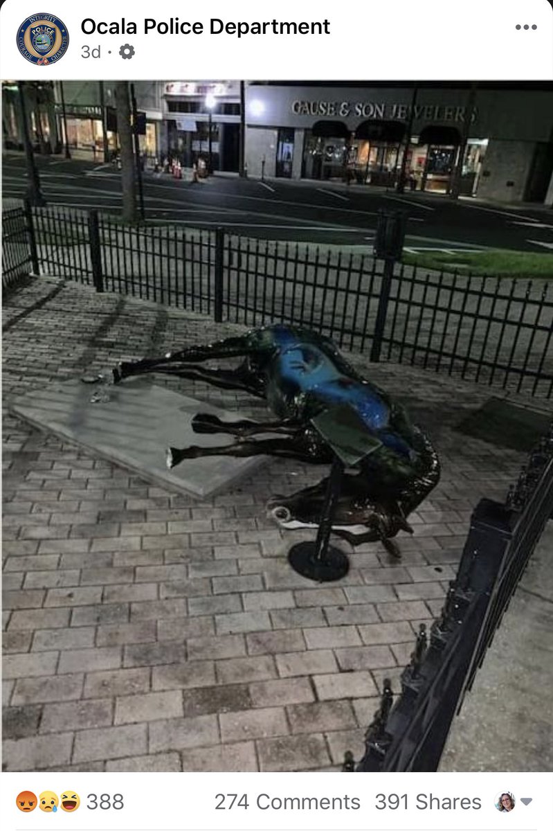 Ocala FL is known as the Horse Capital of the World. Earlier this week a horse statue on the town square was vandalized. Couldn’t help but think about <a href="/natebargatze/">Nate Bargatze</a> and sleeping horses.