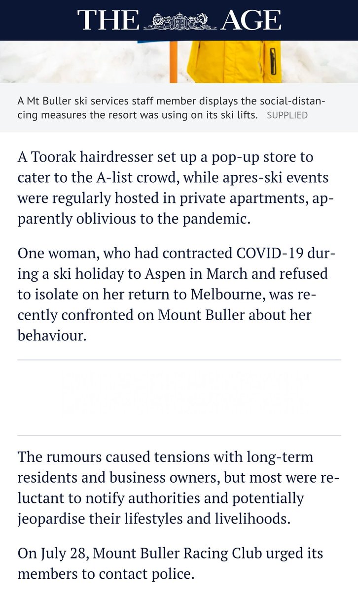 I'm sure the names and faces of these people organising secret parties at ski resorts are due in  @theage some time soon?  https://amp.theage.com.au/national/victoria/mount-buller-ski-lifts-close-victorian-ski-resorts-shut-to-visitors-20200807-p55jmg.html?__twitter_impression=true