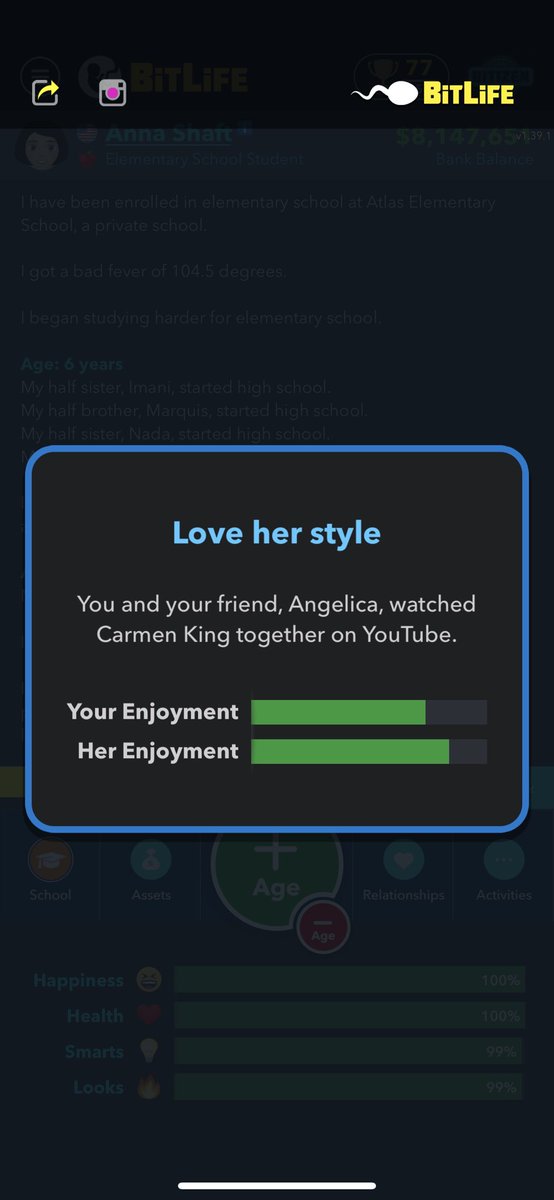Collegegirlpro8's tweet photo. @CarmenKingy #bitlife #thoties https://t.co/hioVcVZXxW