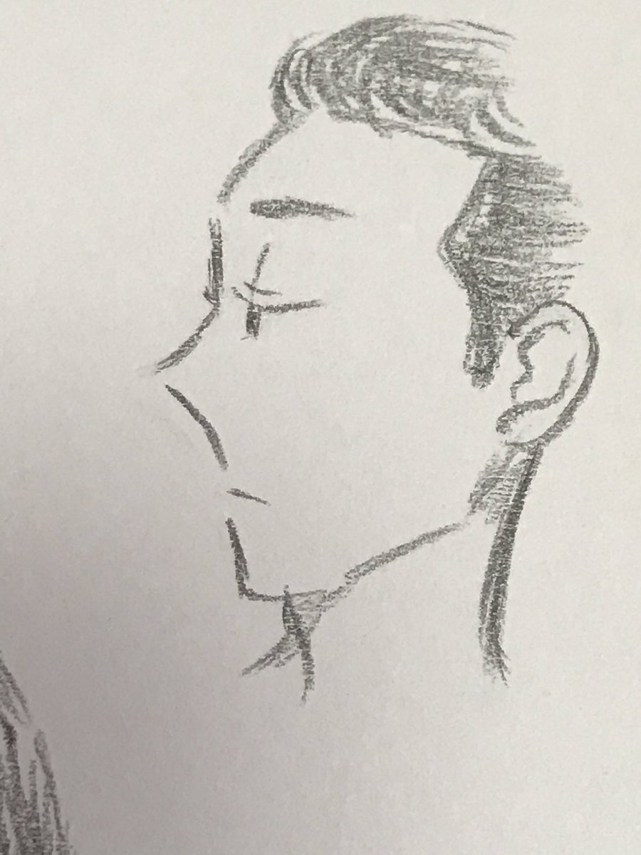 すおう てか イラスト描くの再開して一番顕著なの刈り上げとかなんか オールバックした髪型が描けるようになった事かな そこはめちゃくちゃ嬉しい 初めて描いたのは1枚目 以降はここ最近 下手は下手なりに少しずつ上達してるよね と 自分を