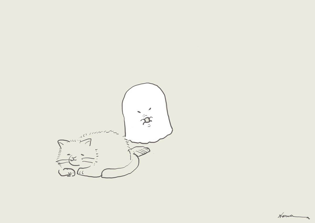 まるめてみるおばけ Ghost tries to round it. 