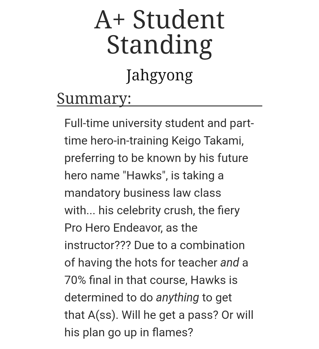 jahgyong's tweet photo. Coinciding with Day 7 of #EnHoWeek , secrets and confessions can be found in my first nsfw fic ever (pls be mindful of the tags!):
https://t.co/z9XdKaEb7r
bnha | ~52k | E | Chapters: 20 | AU: college/university https://t.co/jl0MXj3X4u
