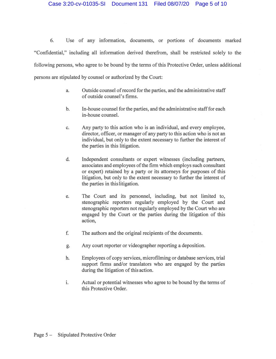 Beyond that one tiny deviation the Stipulated Protective Order is pretty broiler-plate. Paragraph 11 is also SOPAnd nothing immediately jumps out at me but I’m also kind of fried & running on fumes  https://drive.google.com/file/d/1-V3eHAipHHElqPylVVl-ot6Zdh1_zZix/view?usp=drivesdk