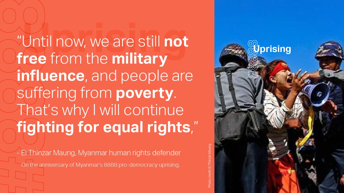32 years since the #8888Uprising, and the people of Myanmar are still fighting for freedom of expression and assembly #FOE #FOA.