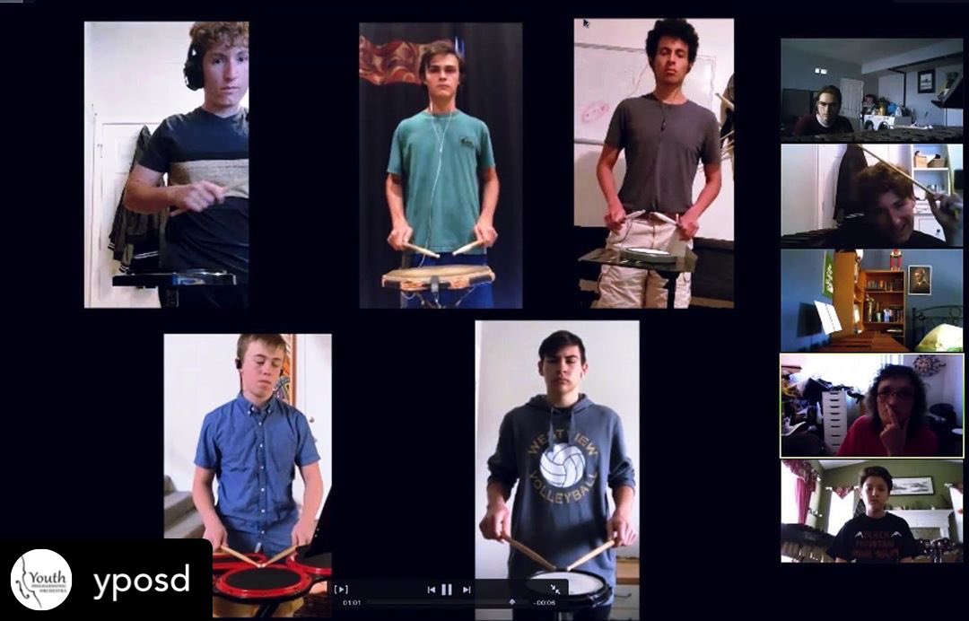 Our partner organization, <a href="/yposd/">YPO San Diego</a>, had an awesome time w/their Zoom YPO Percussion Ensemble 🥁 Looking to improve your rhythm skills? Our FREE Music 123 classes on Wednesdays are a great foundation in rhythm &amp; note basics for elem. students. Click the link in bio to register 🎼✅