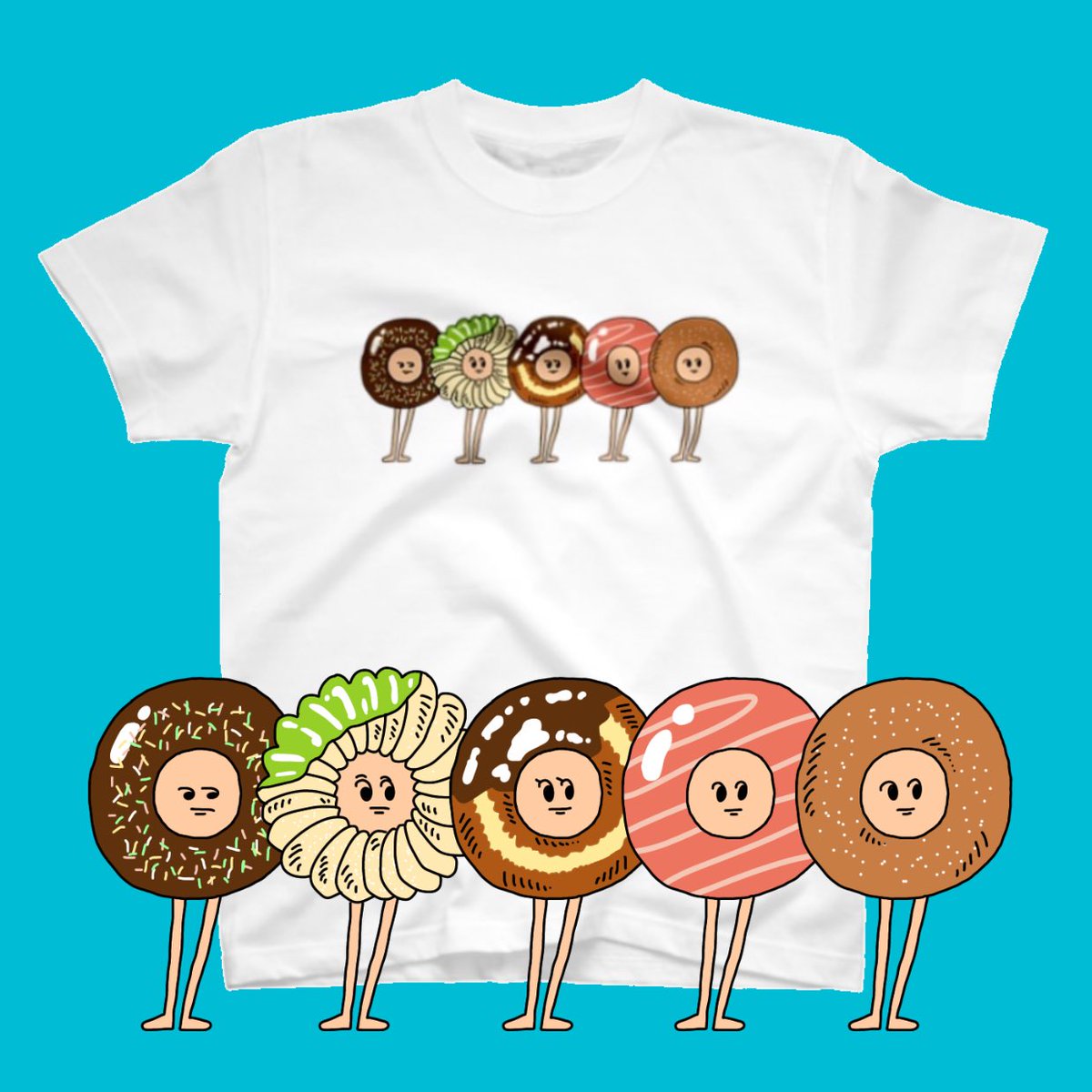 「夏なのでハイカロリーシリーズのTシャツをつくりました!
ただいま1000えん引き」|さとうまりえのイラスト