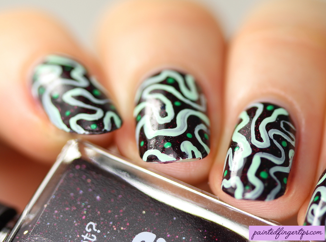 Finally, some nail art! Check out these fun freehand squiggles at paintedfingertips.com/2020/08/squigg… #nails #nailart #paintedfingertips