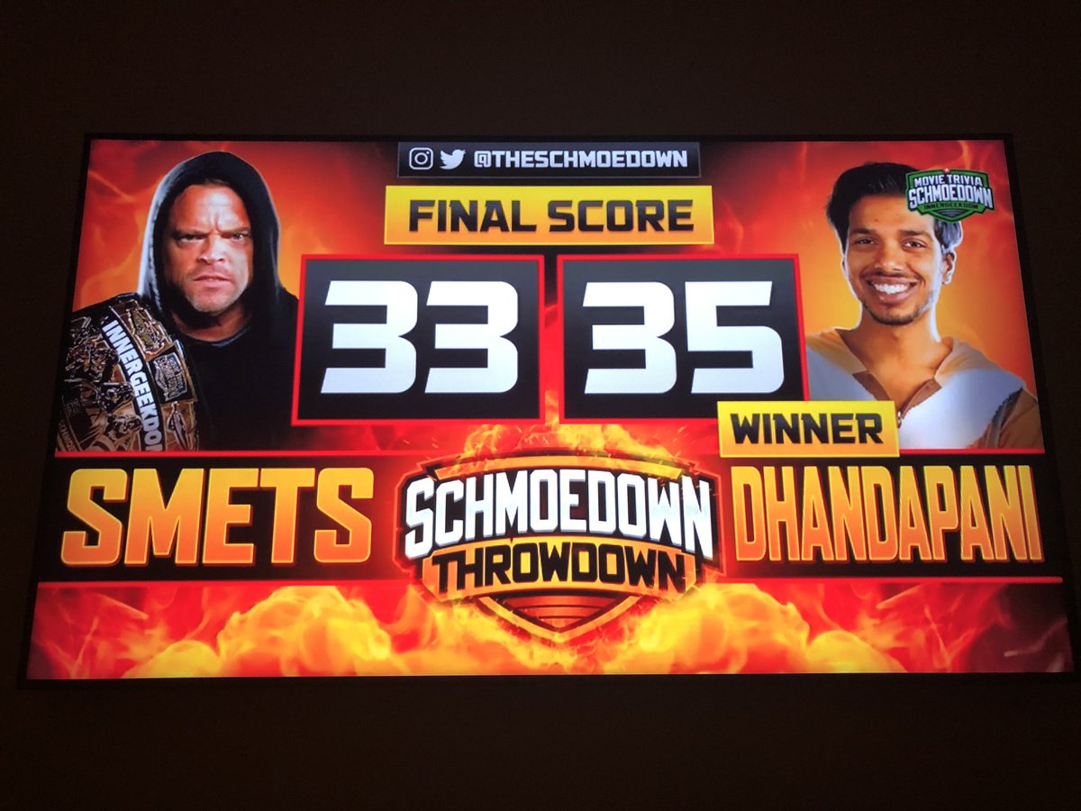 bigmo104's tweet image. WOW WOW WOW !!!!! WHAT AN UPSET !!!!! AN THE NEWWW INTERGEEKDOM CHAMPION OF THE WORLDDDDDD @chandruthinks !!!

@TheSwaggyBlerd @TheSchmoedown @KristianHarloff @markellislive 
#SchmoedownThrowdown #TeamSWAG #SwagSwagDripDrip #MovieTriviaSchmoedown
#Intergeekdom