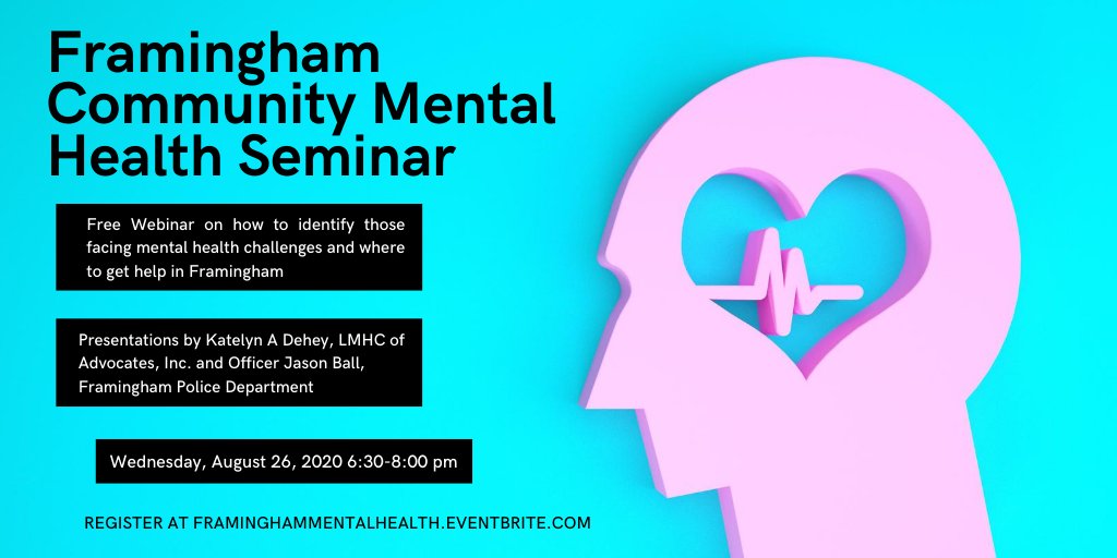 Residents of #Framingham &amp; the region are invited to a free webinar on how to help those facing mental health challenges including the resources currently available. 
framinghammentalhealth.eventbrite.com/?ref=estw