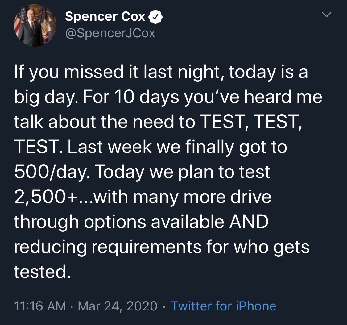 Can we talk about testing for a minute? As you know, from day one of this virus we have been doing everything we can to increase testing in our state. Unfortunately, as a country we have gotten this very wrong. 1/