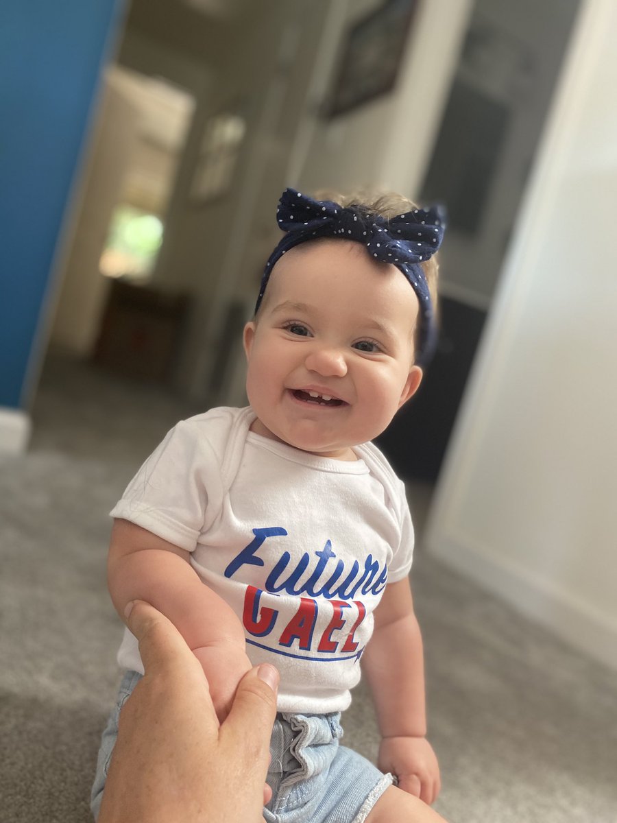 CoachGarnett's tweet photo. The recruits just keep getting younger and younger! Class of 2037 😳 she’s been talking to me since before 9/1 but I can’t understand a word #FutureGael https://t.co/u1tkJYZNXY