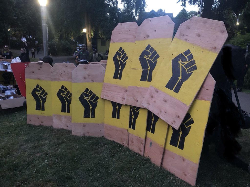 Lots of shields here tonight, some folks were doing a practice routine.  #blacklivesmatter     #protest  #pdx  #Portland  #Oregon  #BLM  #acab  #PortlandProtests  #PDXprotests  #PortlandStrong  #portlandpolice