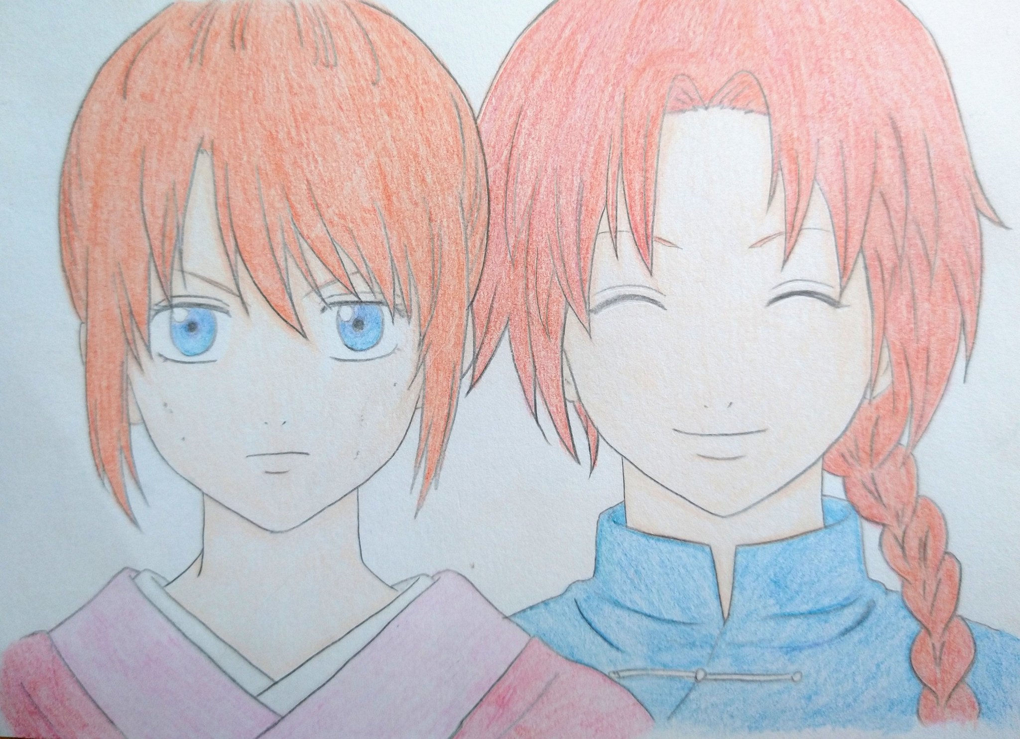 瑠璃 Twitter पर 銀魂 神威 神楽 夜兎兄妹 アナログイラスト 模写 色鉛筆 T Co Gsvvj3iouf Twitter