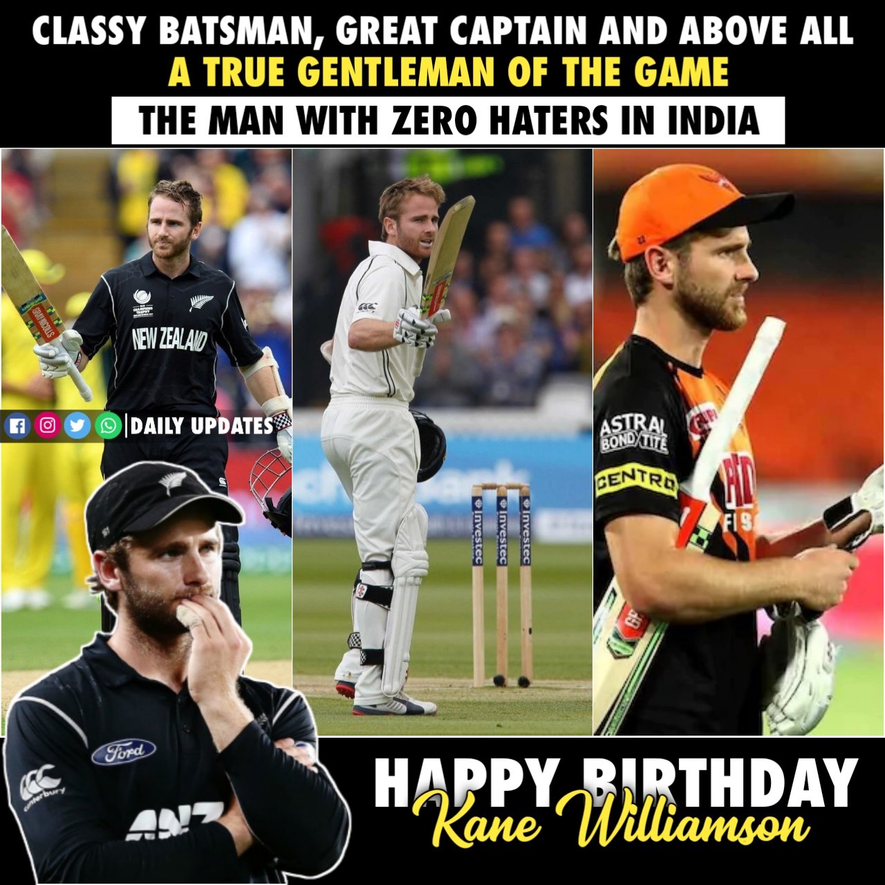  A true gentleman and always smiling Kane Williamson.Happy birthday Kane Williamson  