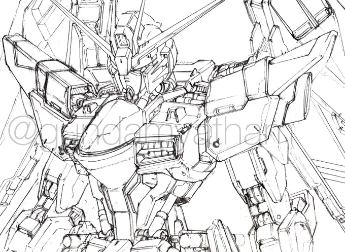 Commission progress on the Freedom Gundam. During this "design" phase, I work through different sections, adding my preferred details, adjusting proportions and making the design unique according to my point of view. The initial ink linework on vellum will be next. 