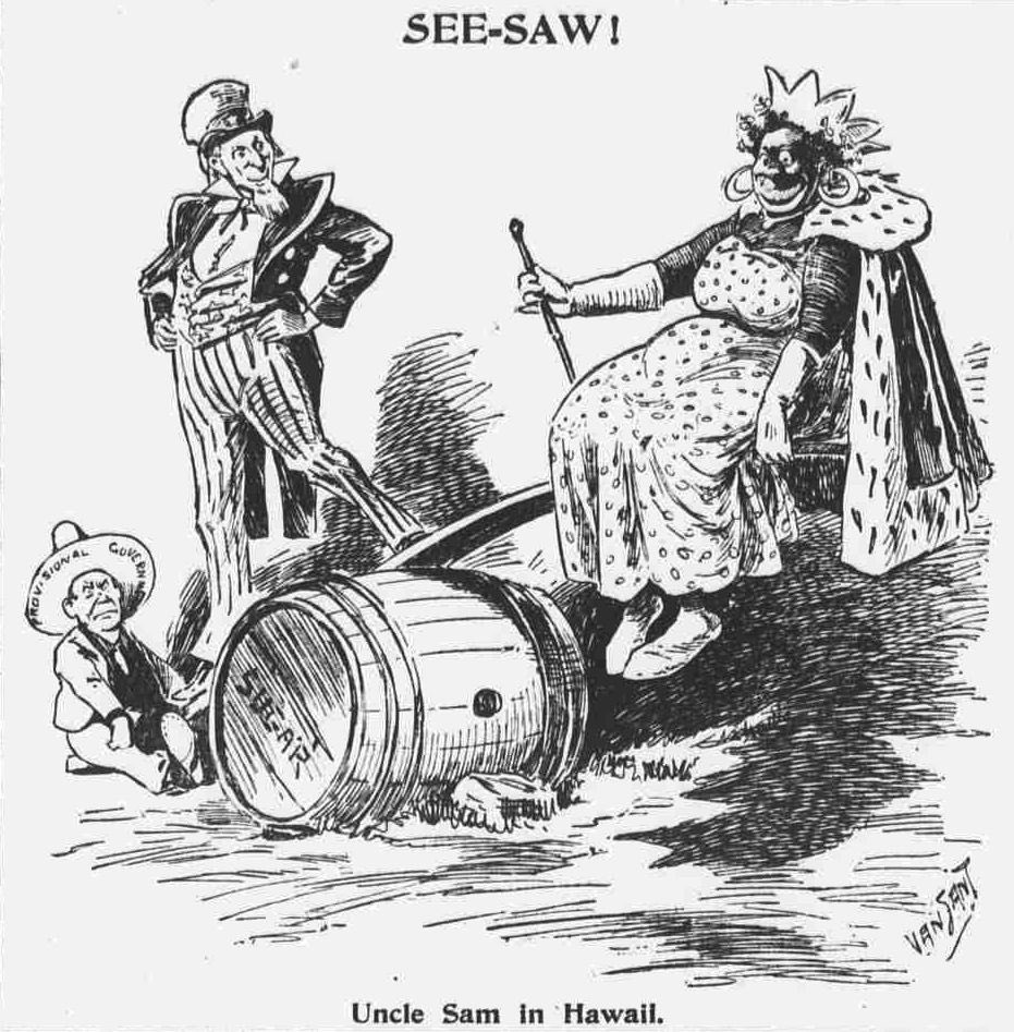 the queen (+native hawaiians in general) was portrayed as uncivilized and savages through racist caricatures/political cartoons like these. she was very much well educated and amazingly talented, composing/writing over 165 songs in her life time, including Aloha 'Oe.