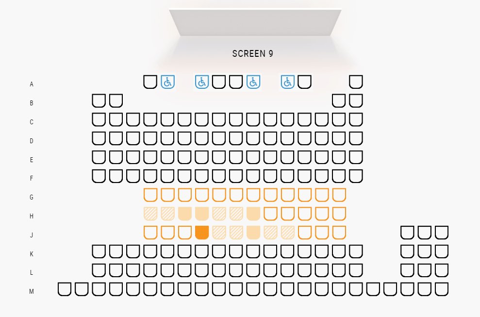 Sadly, Vue is taking the same route as Cineworld. They have blocked two seats beside, but none in front and back, and you can easily sit behind people. At least they've incorporated NHS Track and Trace. But poor show here.